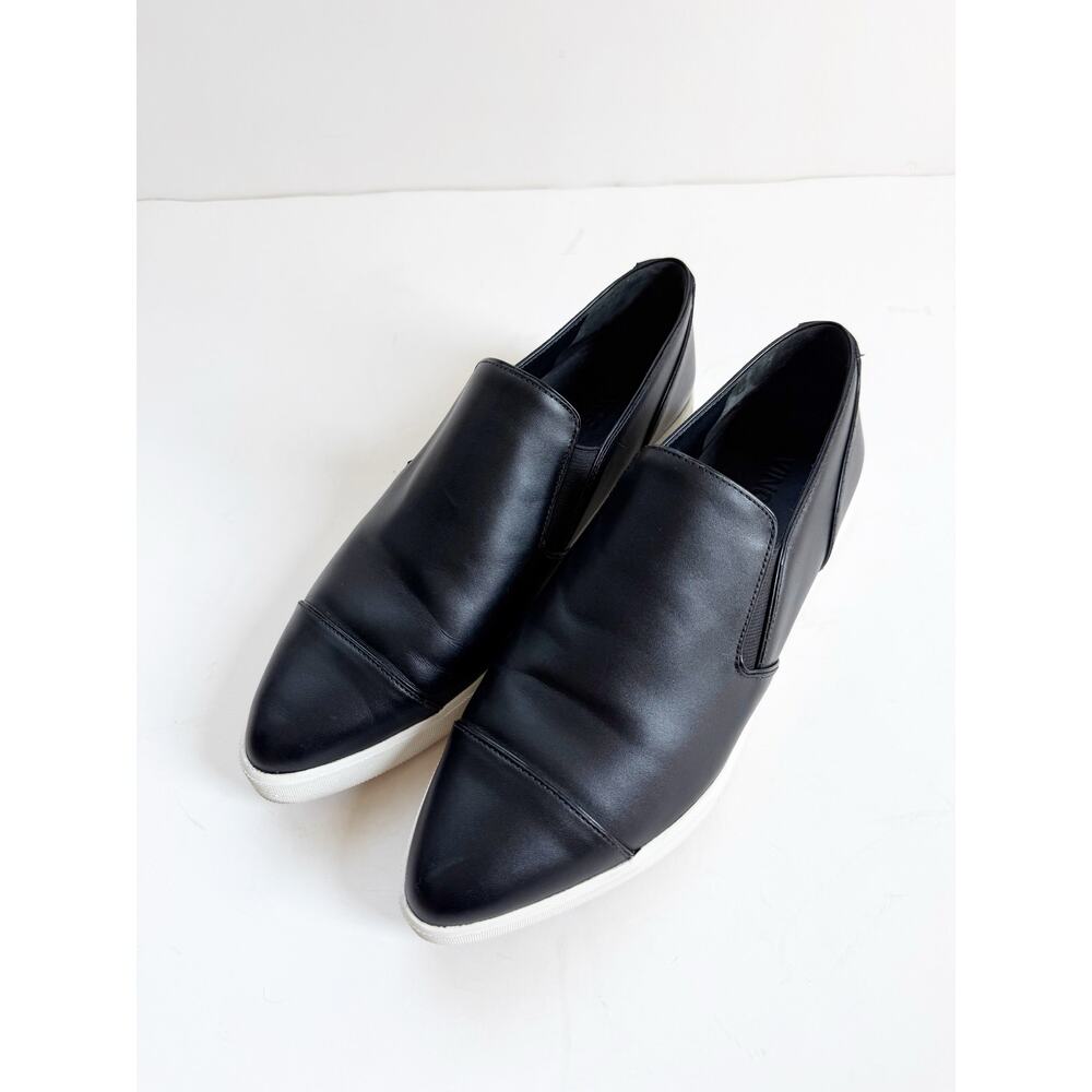 Vince Womens Paeyre Slip On Shoes Sneakers Pointed Toe Black Leather 7 - Picture 4 of 5